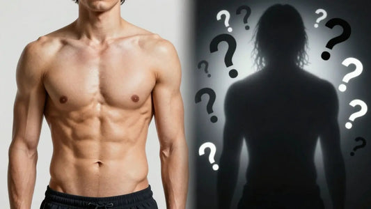 Split image: healthy body versus shadowy figure with question marks.