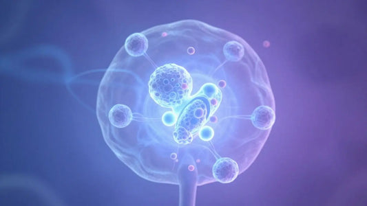 Ovary with abstract cellular energy, linked to PCOS research.