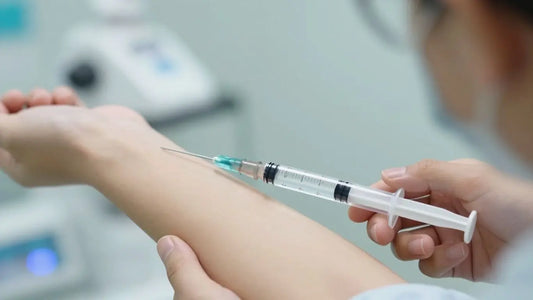 Young person receiving an unregulated peptide injection.
