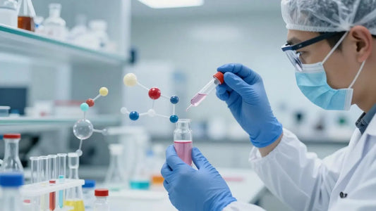Scientists working with peptide research in a modern lab.